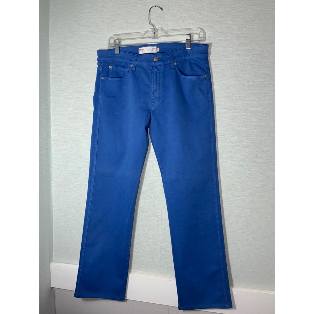 Fabrizio Gianni Royal Blue Straight Leg Cotton Blend Pants Made in USA Size 32